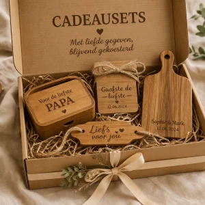 Gepersonaliseerde Houten Cadeauset – Met Liefde Gegeven